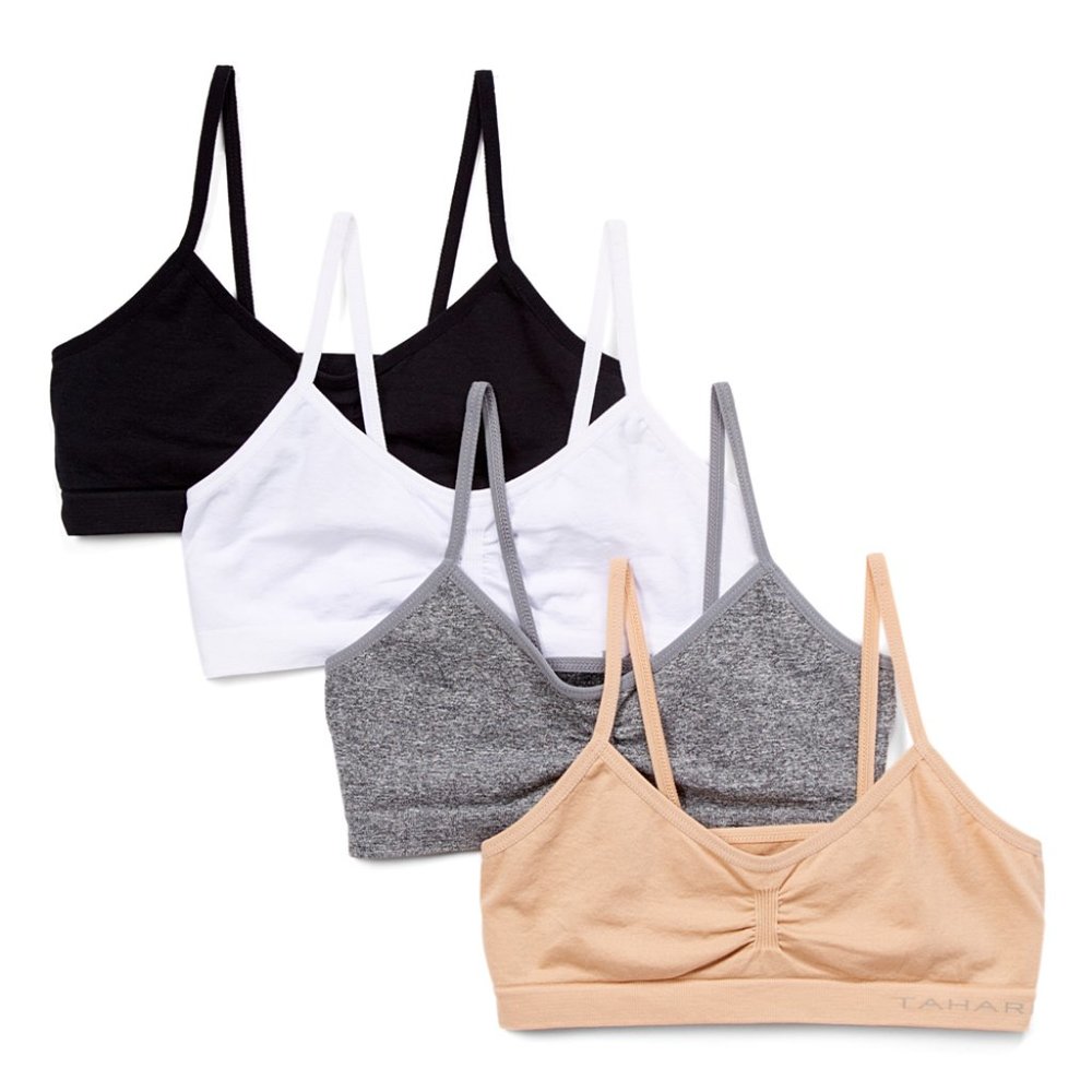 Nude & Heather Gray Seamless Training Bra Set S